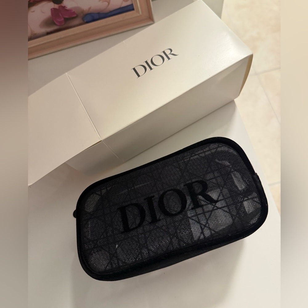 Dior Black Mesh Logo Pouch